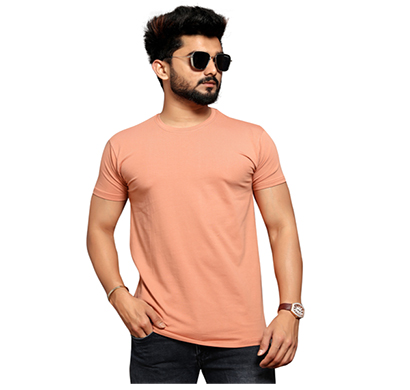 less q branded cotton lycra mens t shirt ( pale red-orange)